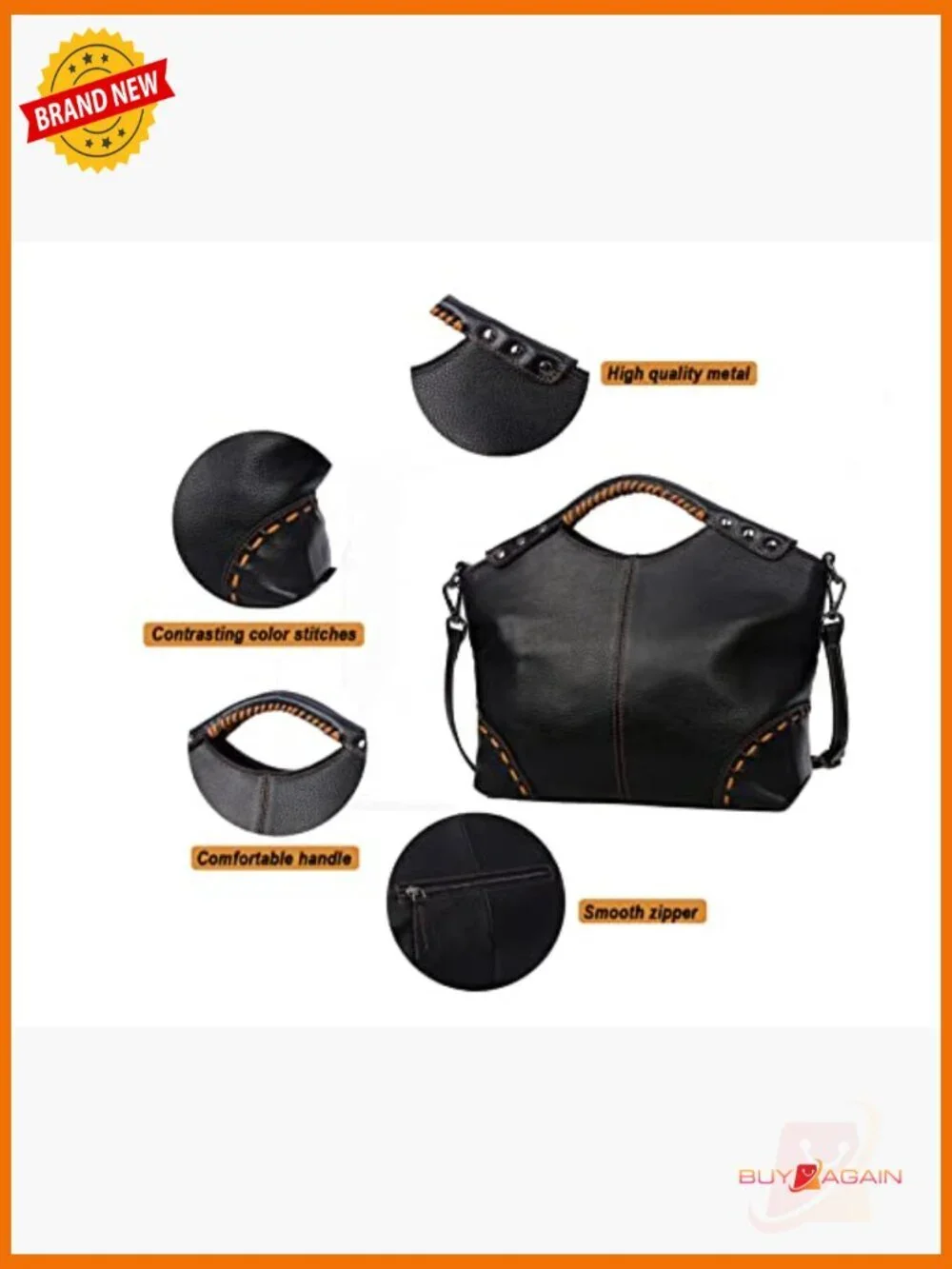 Leather Satchel Handbag Crossbody Tote with Compartments